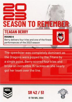 2024 NRL Traders Titanium - 2023 Season To Remember #SR42 Teagan Berry Back